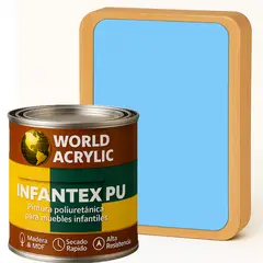 WORLD ACRYLIC - PINTURA MUEBLES INFANTEX PU BRILLANTE- MULTISUPERFICIES - 1-8 GALON AZUL JUGUETE
