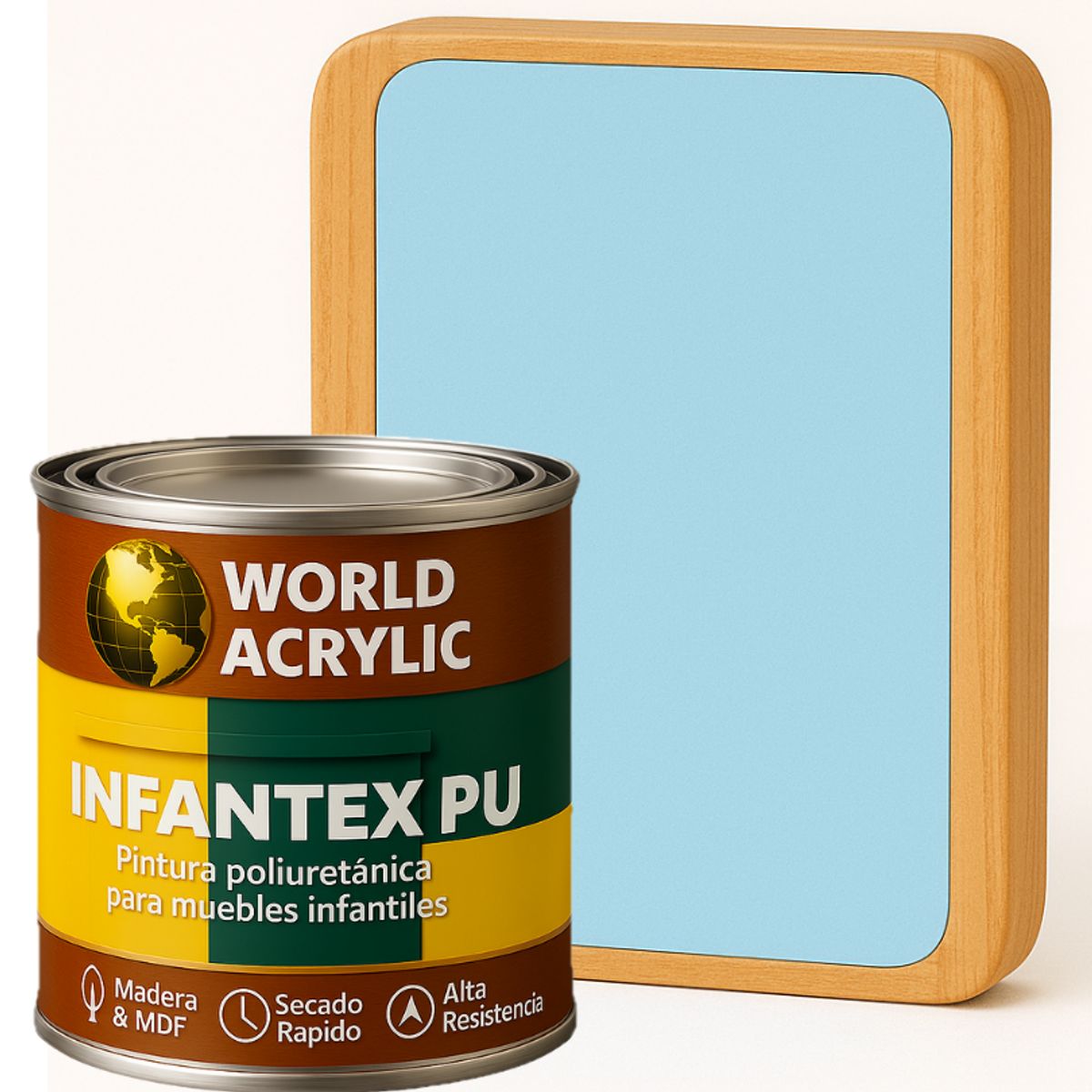 WORLD ACRYLIC - PINTURA MUEBLES INFANTEX PU BRILLANTE- MULTISUPERFICIES - 1-8 GALON AZUL NUBE