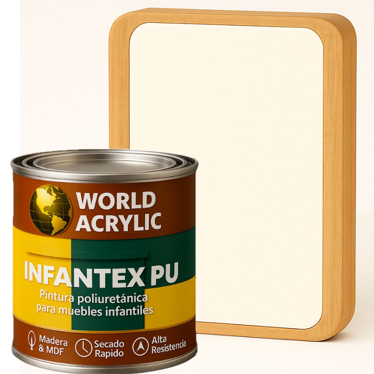 WORLD ACRYLIC - PINTURA MUEBLES INFANTEX PU BRILLANTE- MULTISUPERFICIES - 1-8 GALON BLANCO LECHE