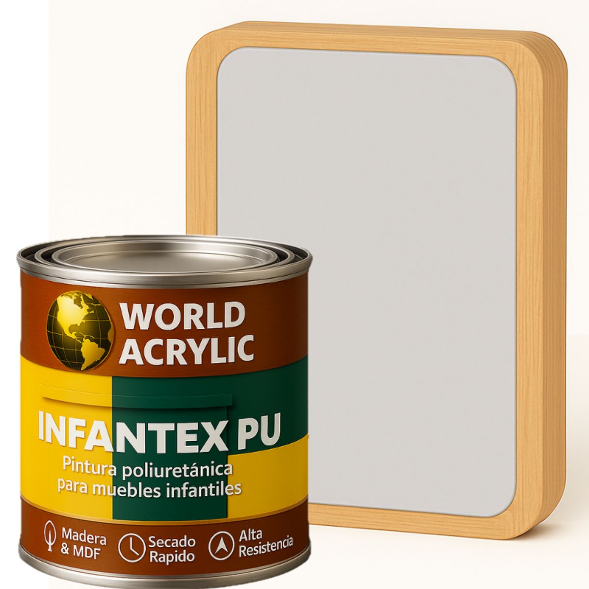 WORLD ACRYLIC - PINTURA MUEBLES INFANTEX PU BRILLANTE- MULTISUPERFICIES - 1-8 GALON GREIGE BEBÉ