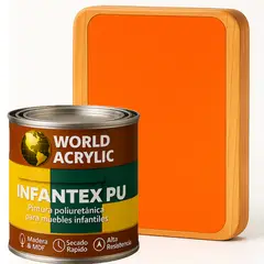 WORLD ACRYLIC - PINTURA MUEBLES INFANTEX PU BRILLANTE- MULTISUPERFICIES - 1-8 GALON NARANJA AVENTURERO