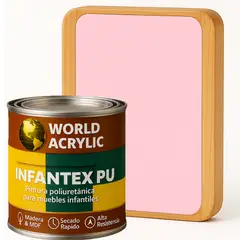 WORLD ACRYLIC - PINTURA MUEBLES INFANTEX PU BRILLANTE- MULTISUPERFICIES - 1-8 GALON ROSA ALGODÓN