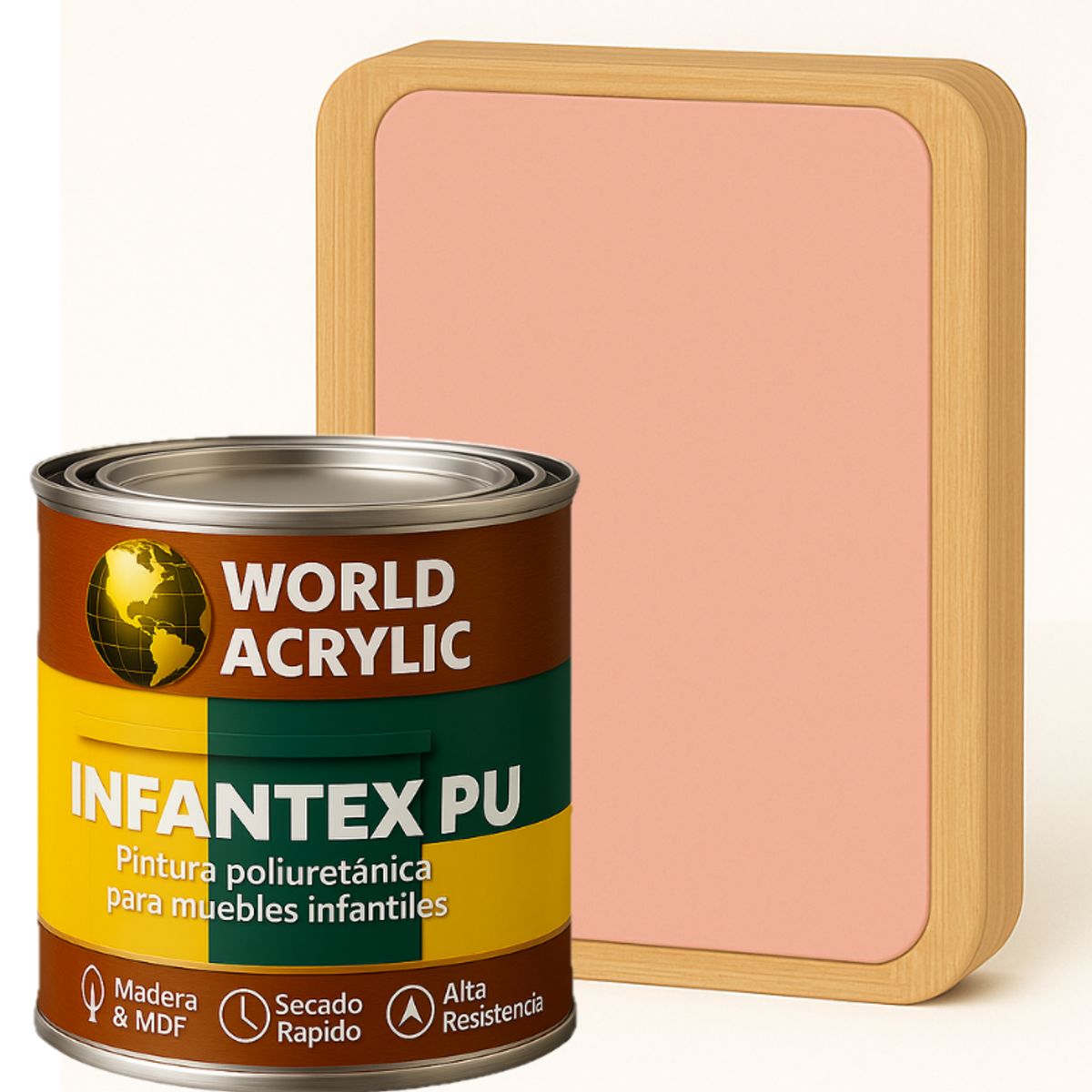 WORLD ACRYLIC - PINTURA MUEBLES INFANTEX PU BRILLANTE- MULTISUPERFICIES - 1-8 GALON ROSA NUBE