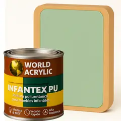 WORLD ACRYLIC - PINTURA MUEBLES INFANTEX PU BRILLANTE- MULTISUPERFICIES - 1-8 GALON VERDE AGUA SUAVE