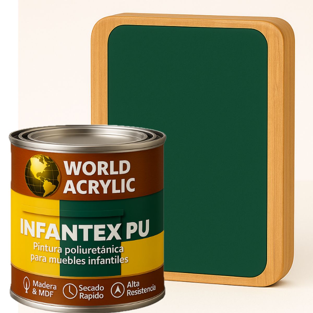 WORLD ACRYLIC - PINTURA MUEBLES INFANTEX PU BRILLANTE- MULTISUPERFICIES - 1-8 GALON VERDE BOSQUE