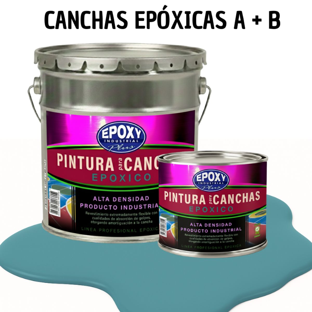EPOXY - PINTURA EPOXICA A+B CANCHAS DEPORTIVAS - KIT TINETA 4G AZUL PETRÓLEO