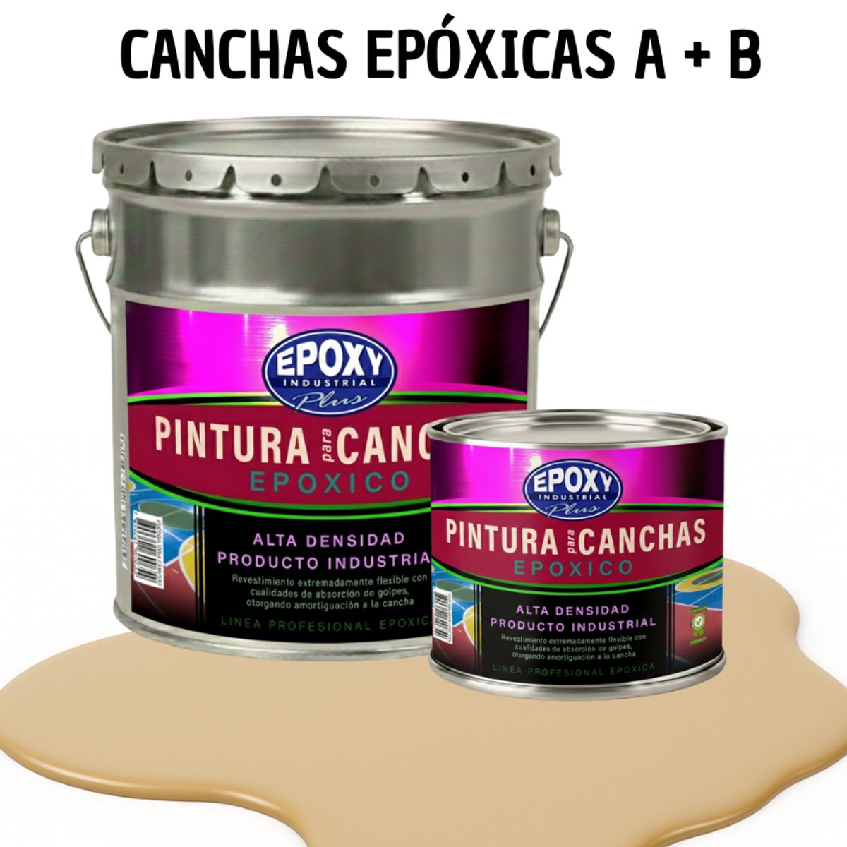 PINTURA EPOXICA A+B CANCHAS DEPORTIVAS - KIT TINETA 4G BEIGE ARENA, marca EPOXY - Foto Principal