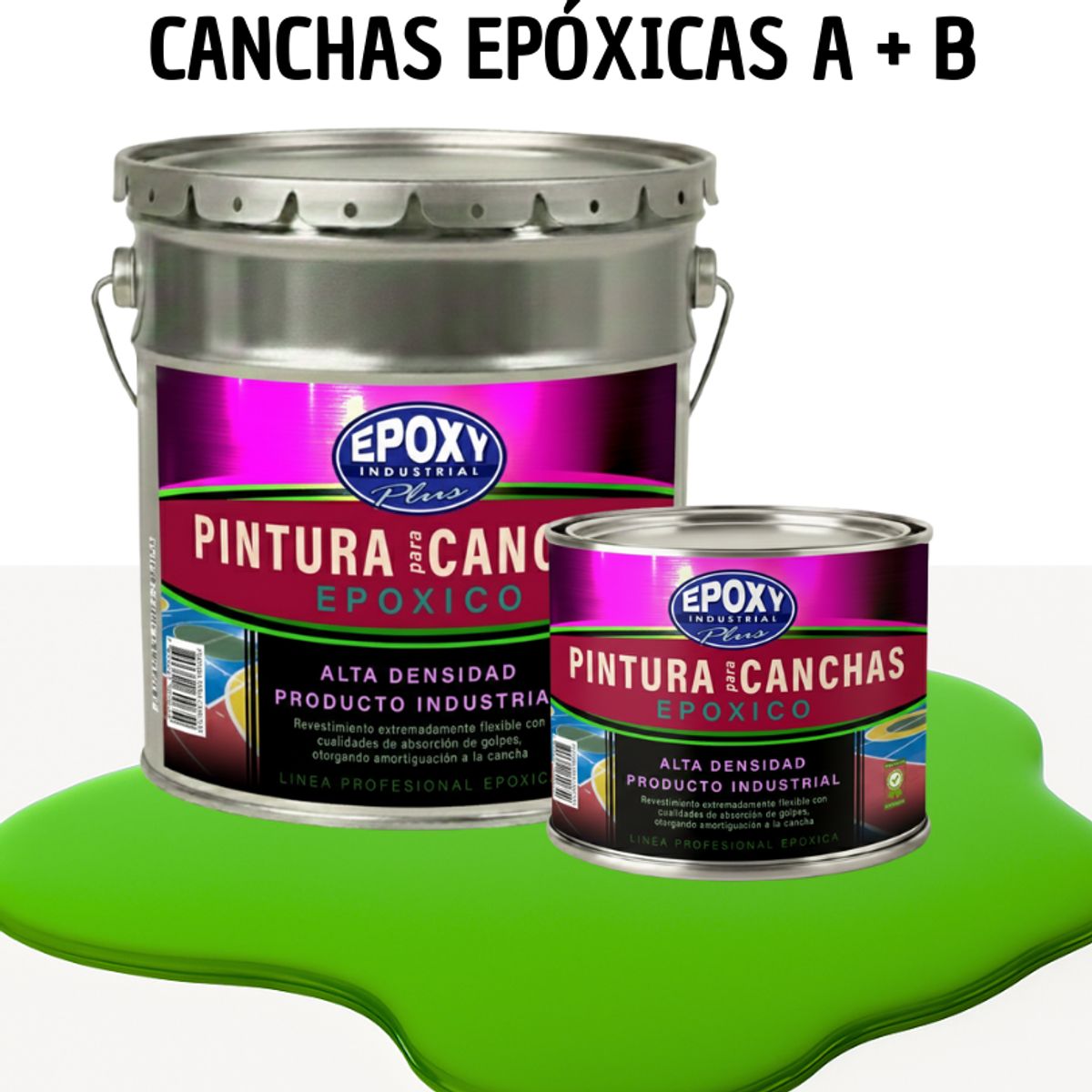 EPOXY - PINTURA EPOXICA A+B CANCHAS DEPORTIVAS - KIT TINETA 4G VERDE CLARO BRILLANTE