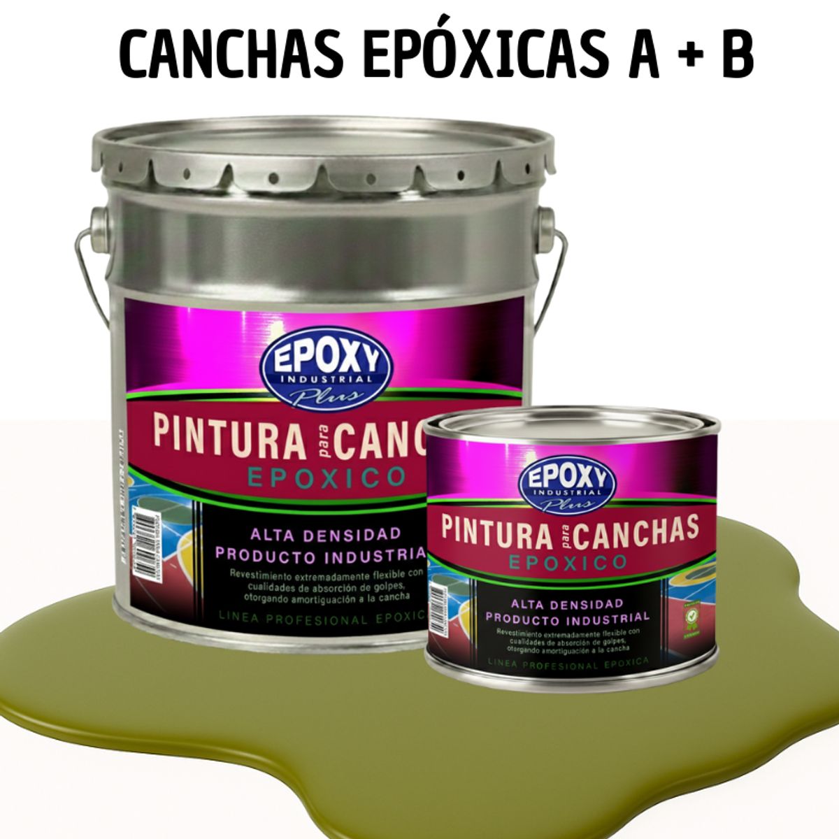 EPOXY - PINTURA EPOXICA A+B CANCHAS DEPORTIVAS - KIT TINETA 4G VERDE OLIVA SUAVE