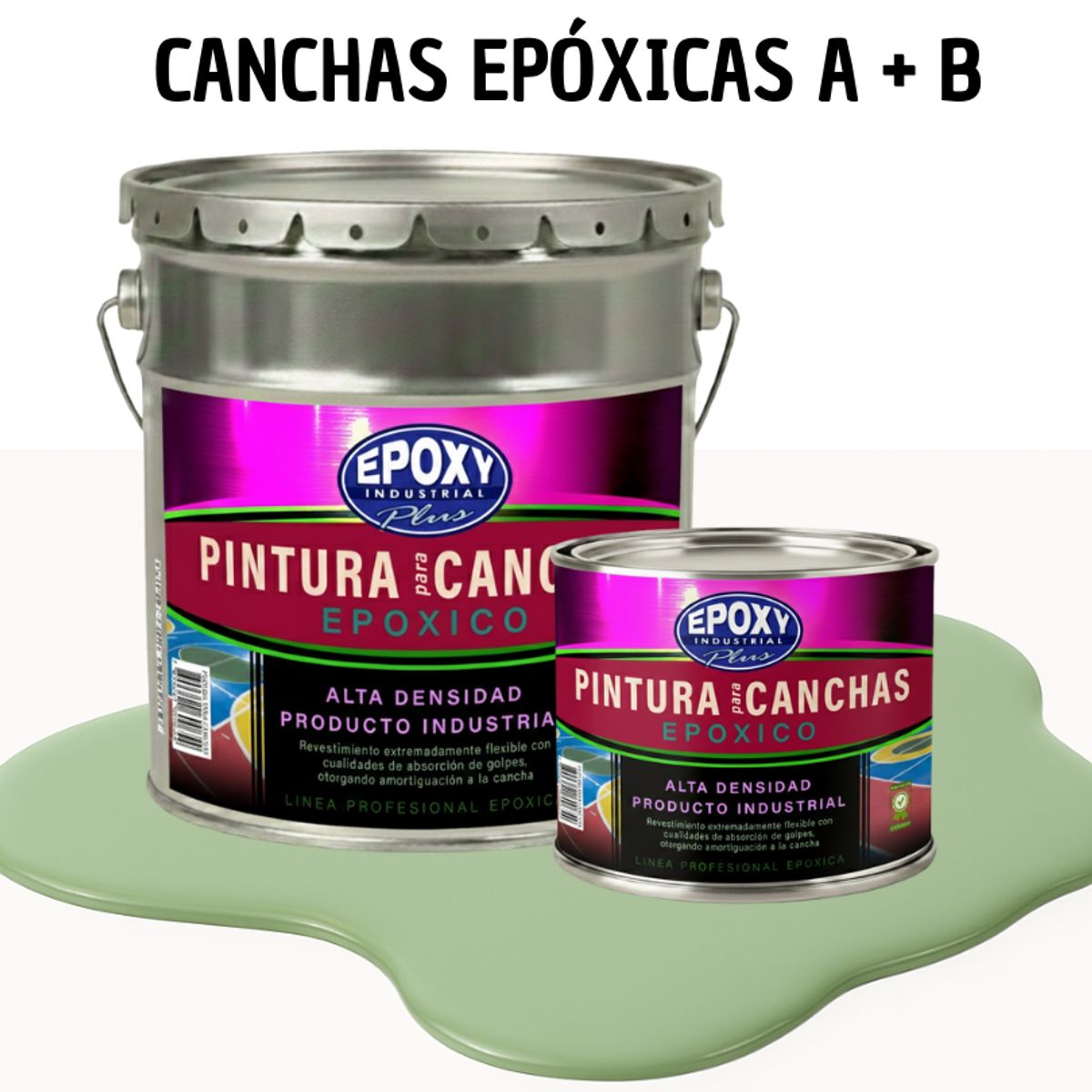 EPOXY - PINTURA EPOXICA A+B CANCHAS DEPORTIVAS - KIT TINETA 4G VERDE SALVIA