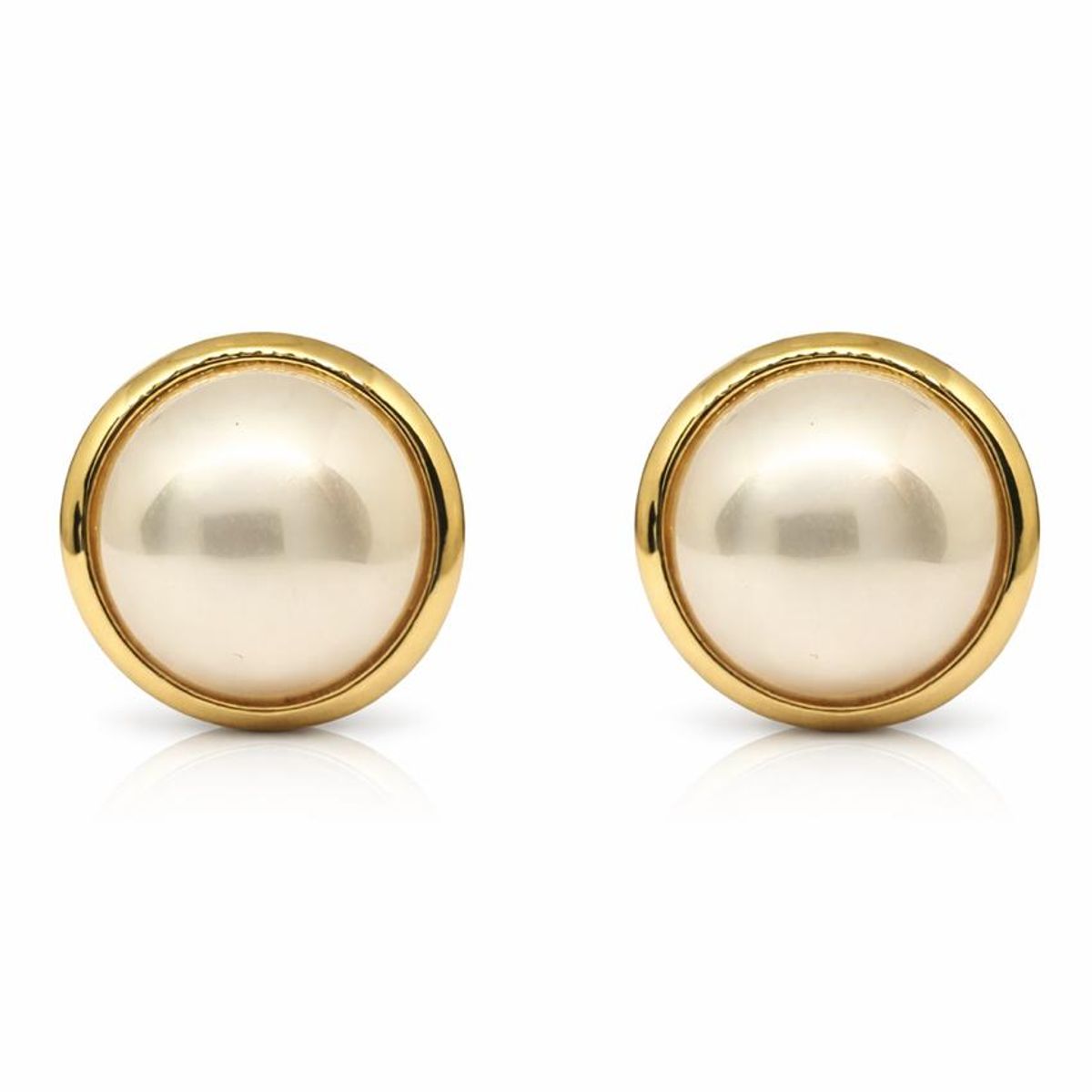 JOYAS LANDEROS - Aros Perla Clip 17mm Enchapado en oro de 18k