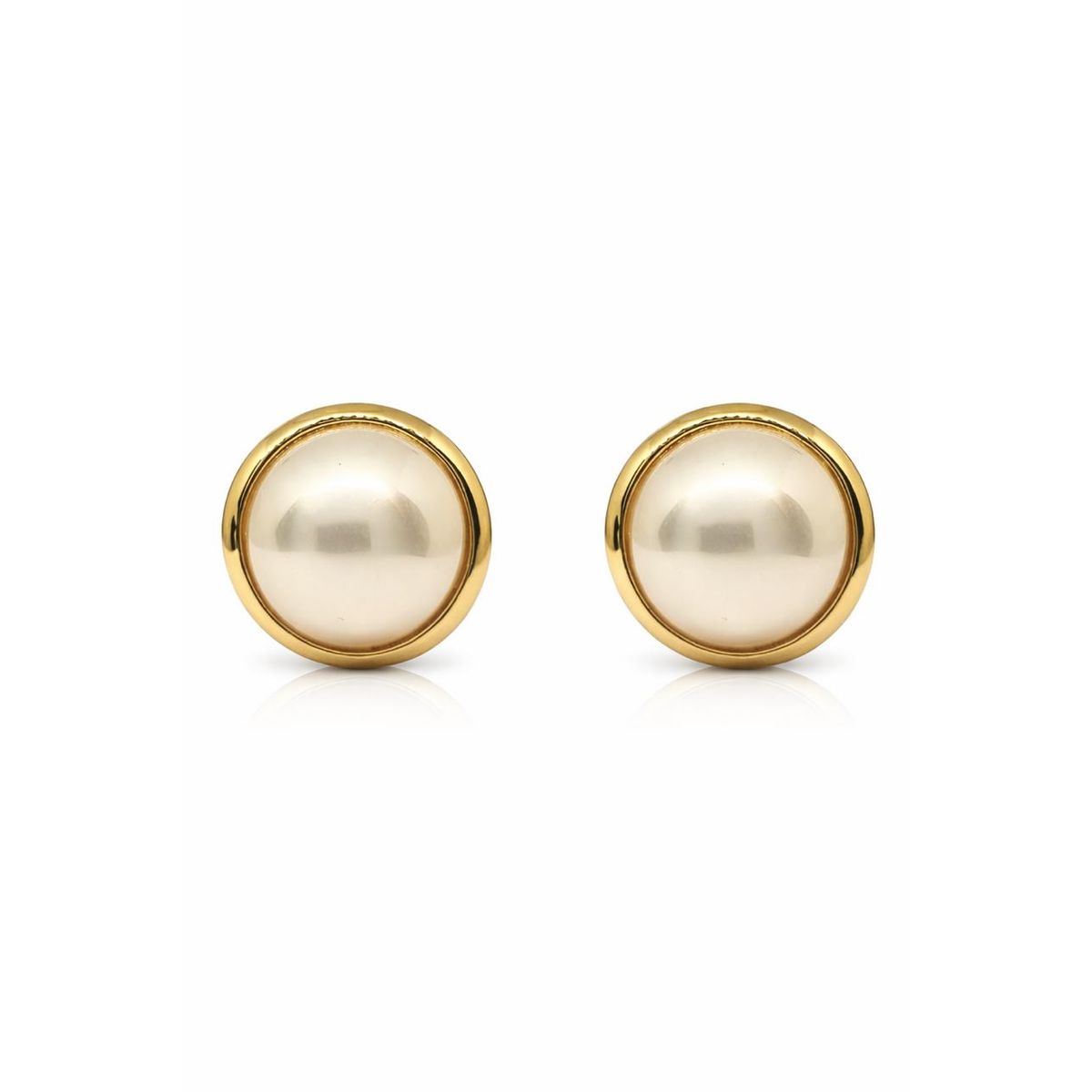 JOYAS LANDEROS - Aros Perla Clip 17mm Enchapado en oro de 18k