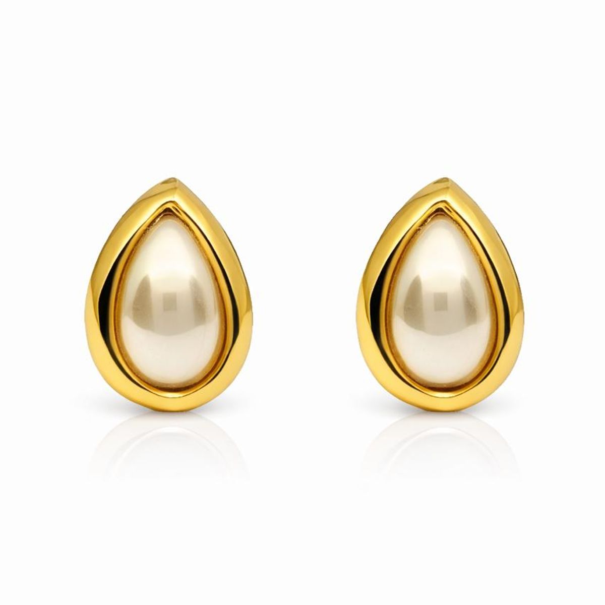 JOYAS LANDEROS - Aros Perla Gota Clip Enchapado en oro de 18k