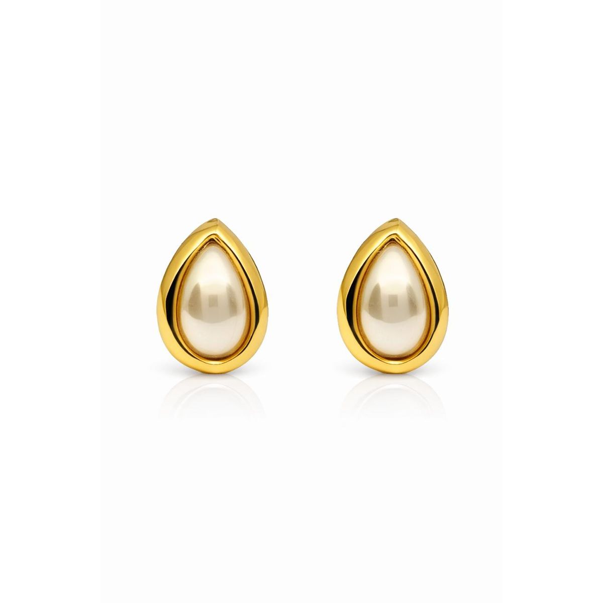 JOYAS LANDEROS - Aros Perla Gota Clip Enchapado en oro de 18k
