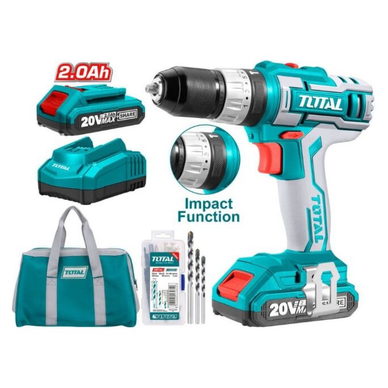 TOTAL TOOLS - Taladro Percutor 3/8 Inalambrico 20V