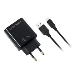 TECNOLAB - Cargador de Pared 18W QC + Cable USB a LTNG TL466BK
