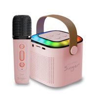 Parlante Karaoke Rosa 6w Bluetooth Portátil Rosado