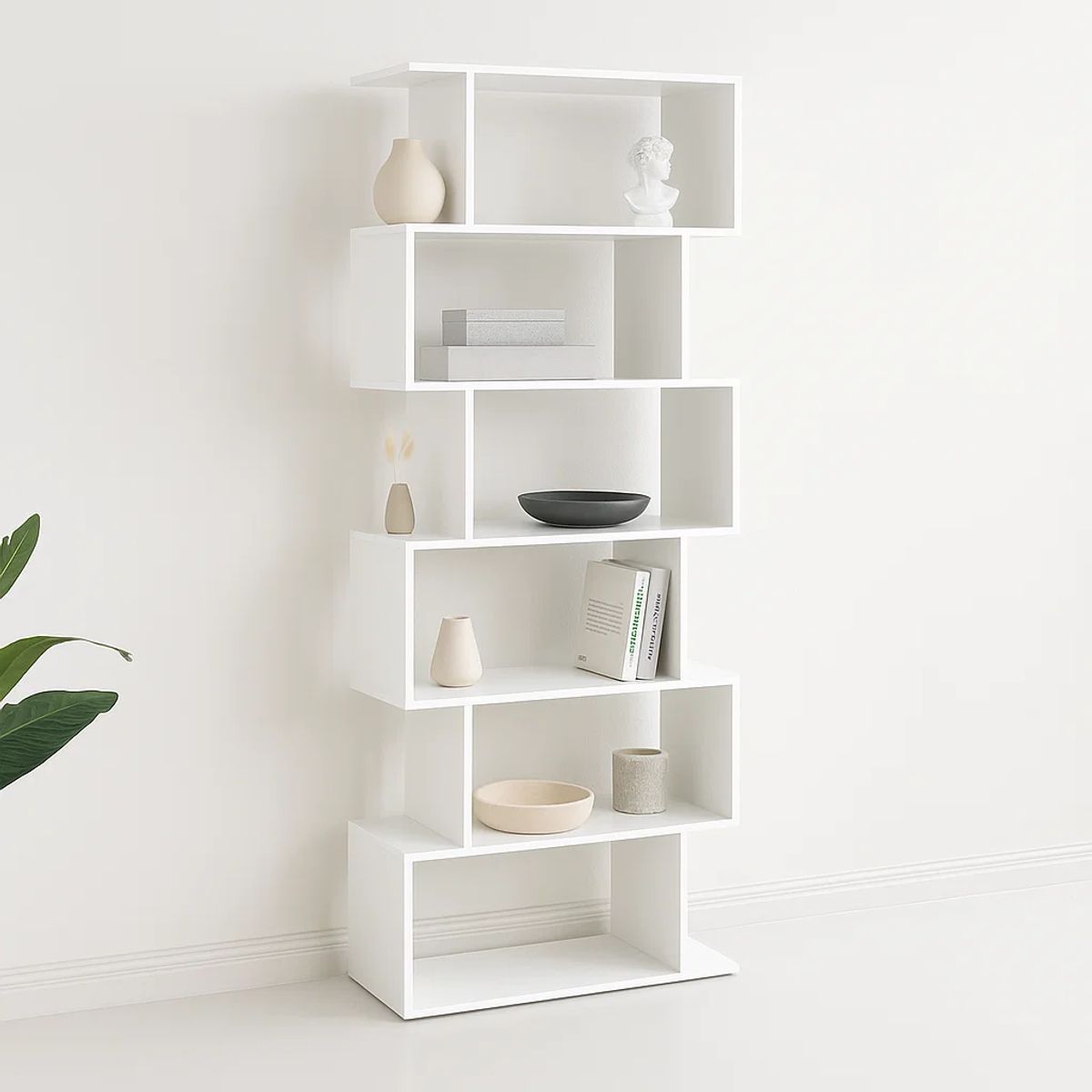 KLIK - Estantería Moderna ZigZag de 6 Niveles - Blanco