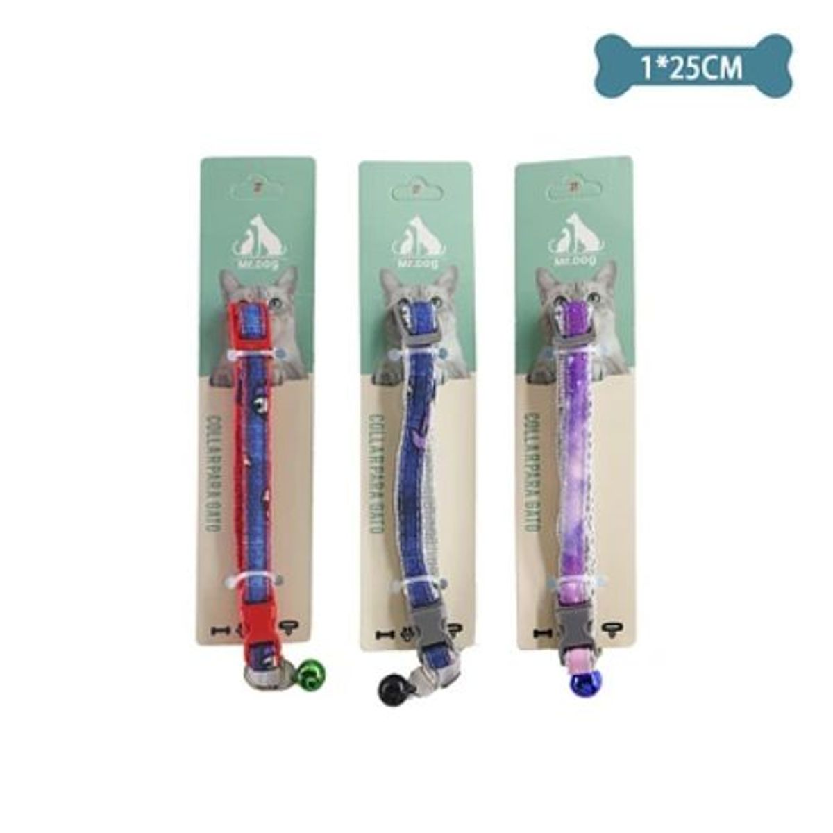 GENECTRA - Collar Decorado para gato Color Aleatorio 10cm25cm