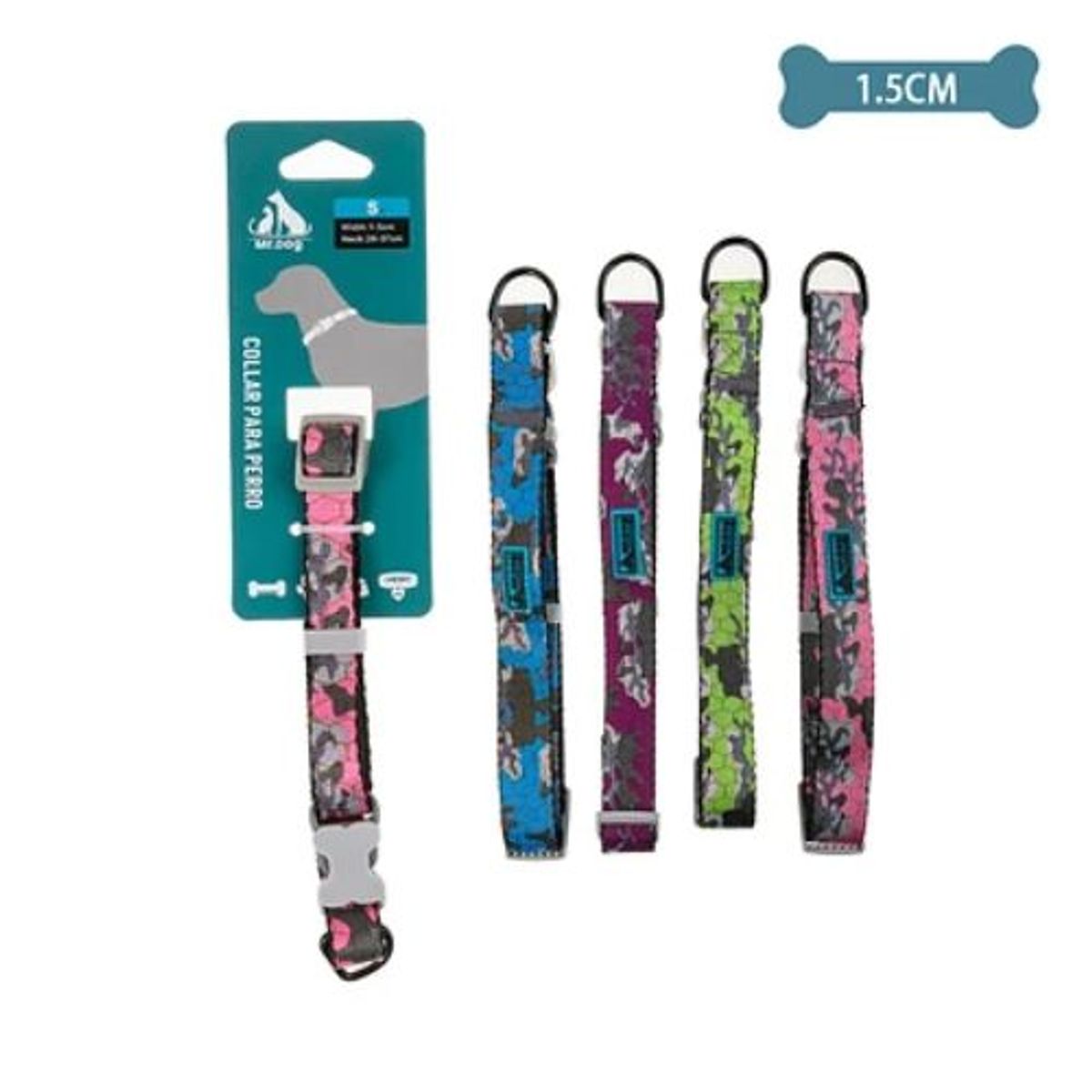 GENERICO - Collar camuflaje para mascota 15cm Color Aleatorio