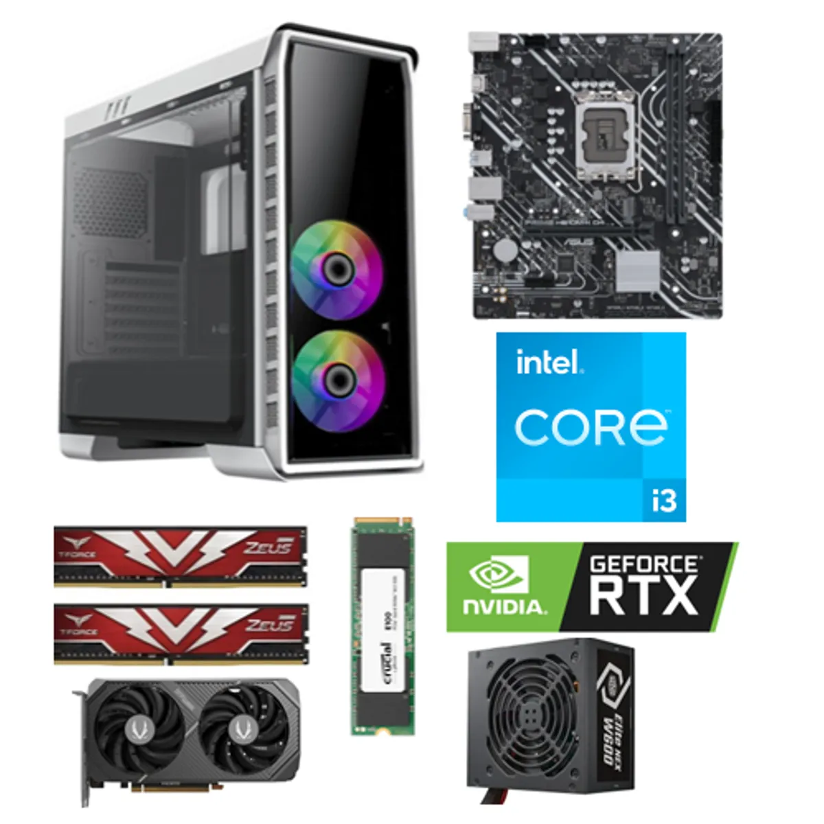 INTEL - COMPUTADOR GAMER INTEL CORE I3 14100 H610 ASUS16GB RAM D4 RTX5050 8GB