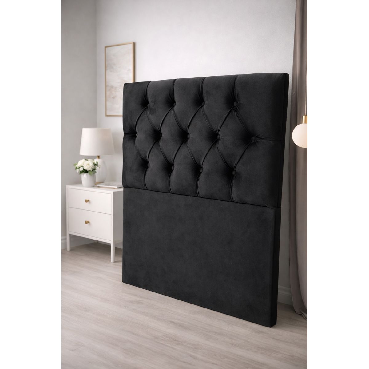 GENERICO - Respaldo Cama Plaza y Media Tapizado en Felpa Color Negro