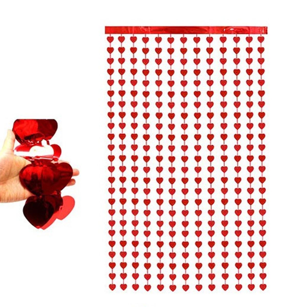 GENERICO - CORTINA METALICA CORAZON ROJO 1 X 2M