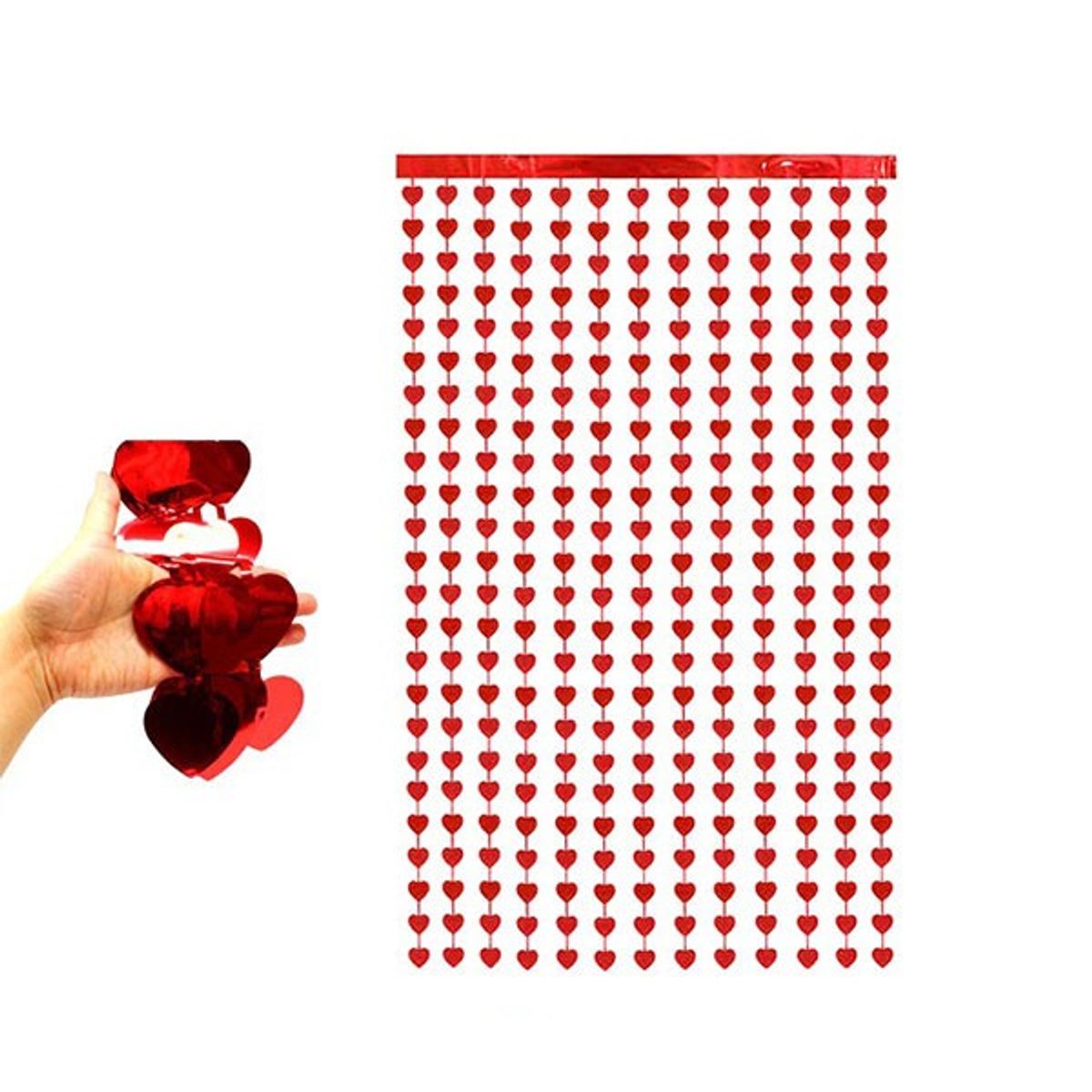 GENERICO - CORTINA METALICA CORAZON ROJO 1 X 2M