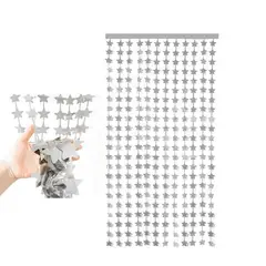 GENERICO - CORTINA METALICA ESTRELLA PLATEADO 1 X 2M