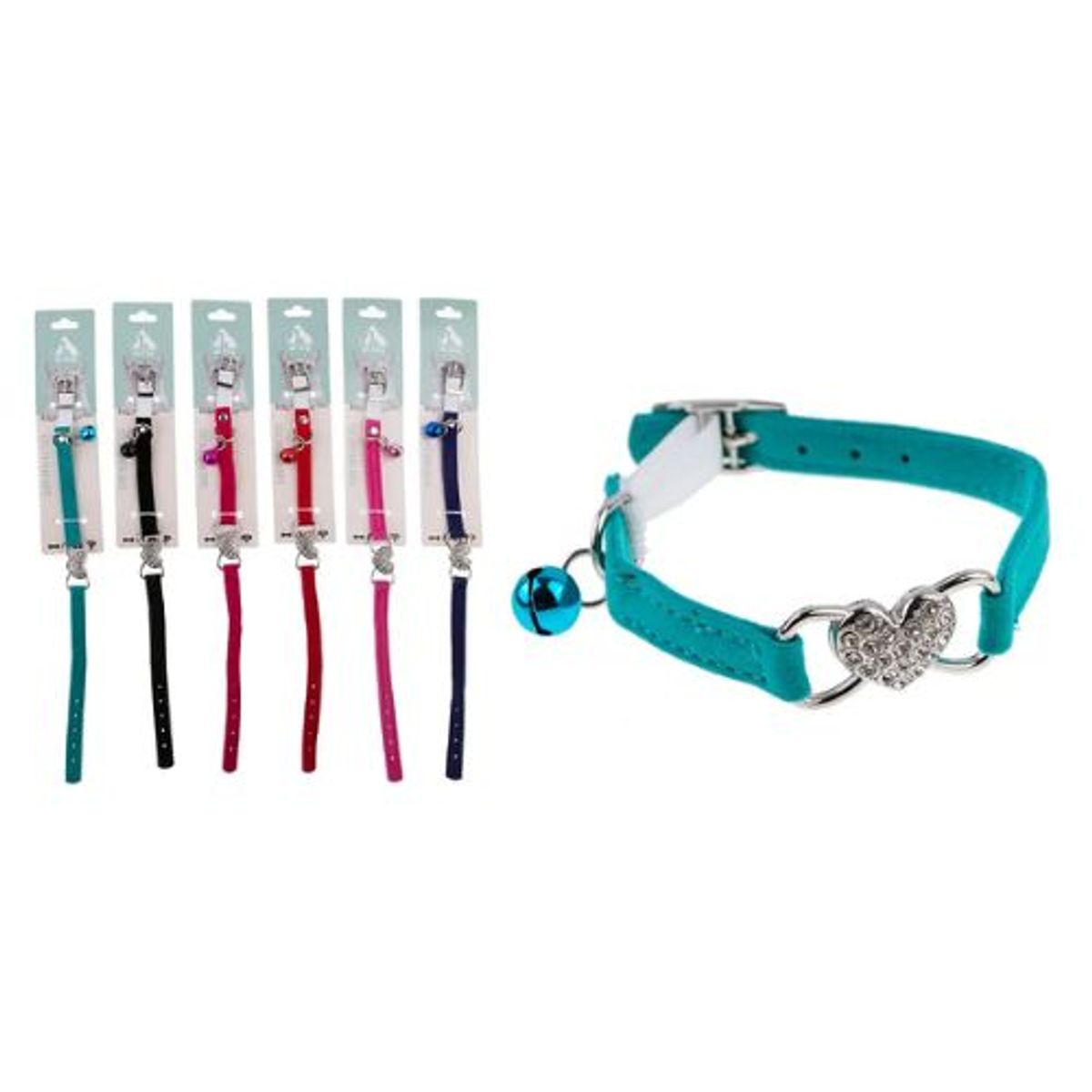 GENERICO - Collar de corazón con diamantes para gato 10cm Color Aleatorio