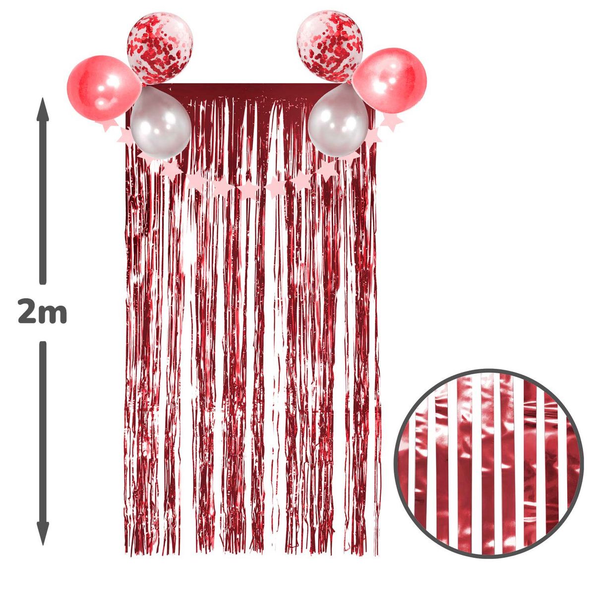 GENERICO - CORTINA METALICA DELGADA ECO ROJO 2MT X1 UNI