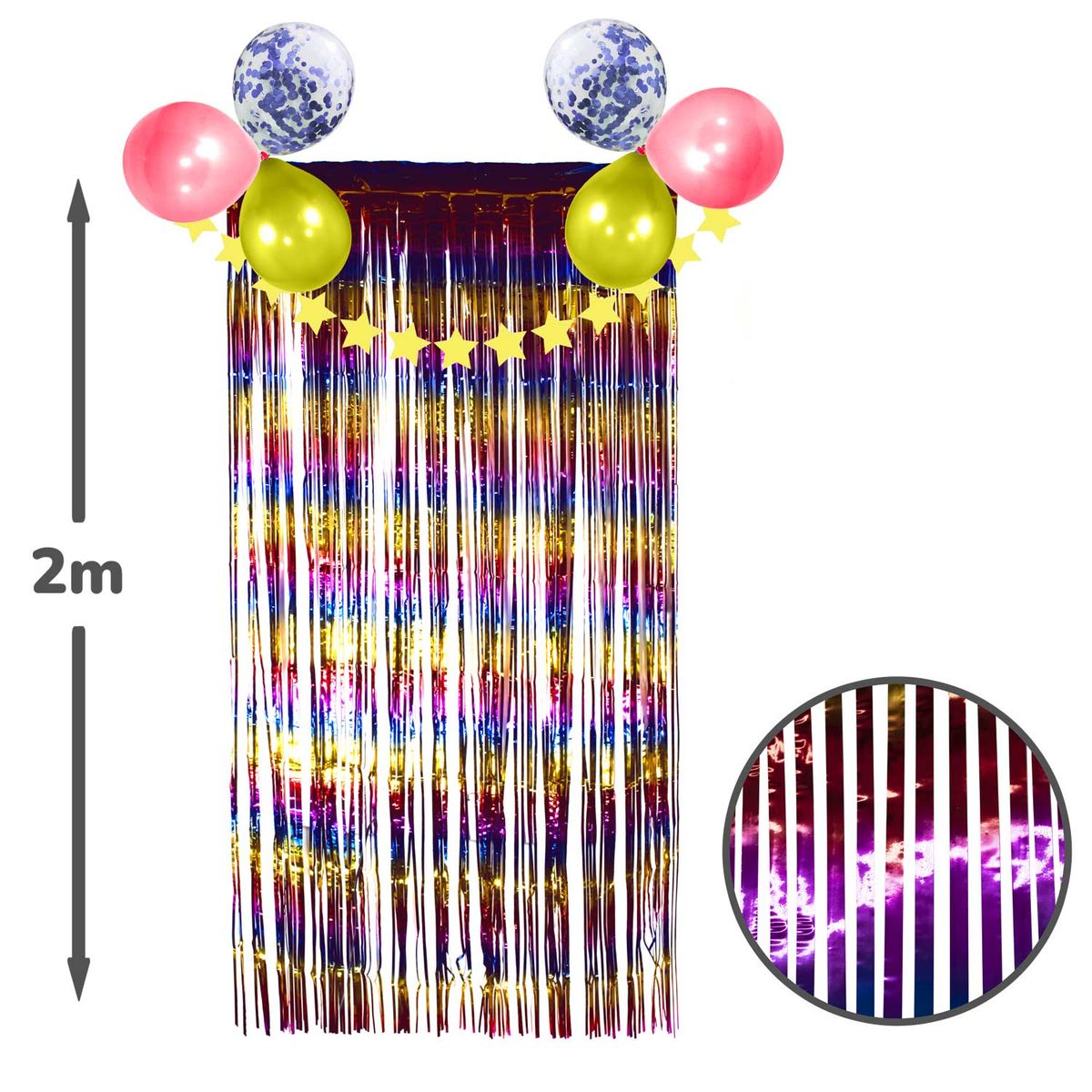 GENERICO - CORTINA METALICA DELGADA ECO ARCOIRIS 2MT X1 UNI