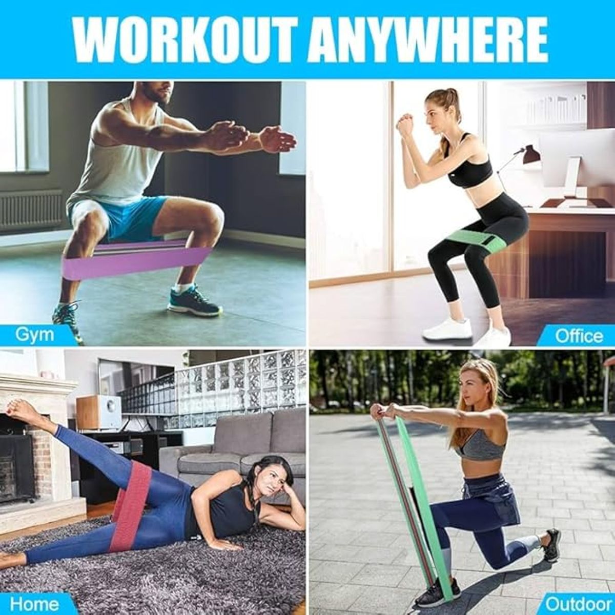 MOVI - SET 3 BANDAS DE RESISTENCIA PARA GLUTEOS Y PIERNAS