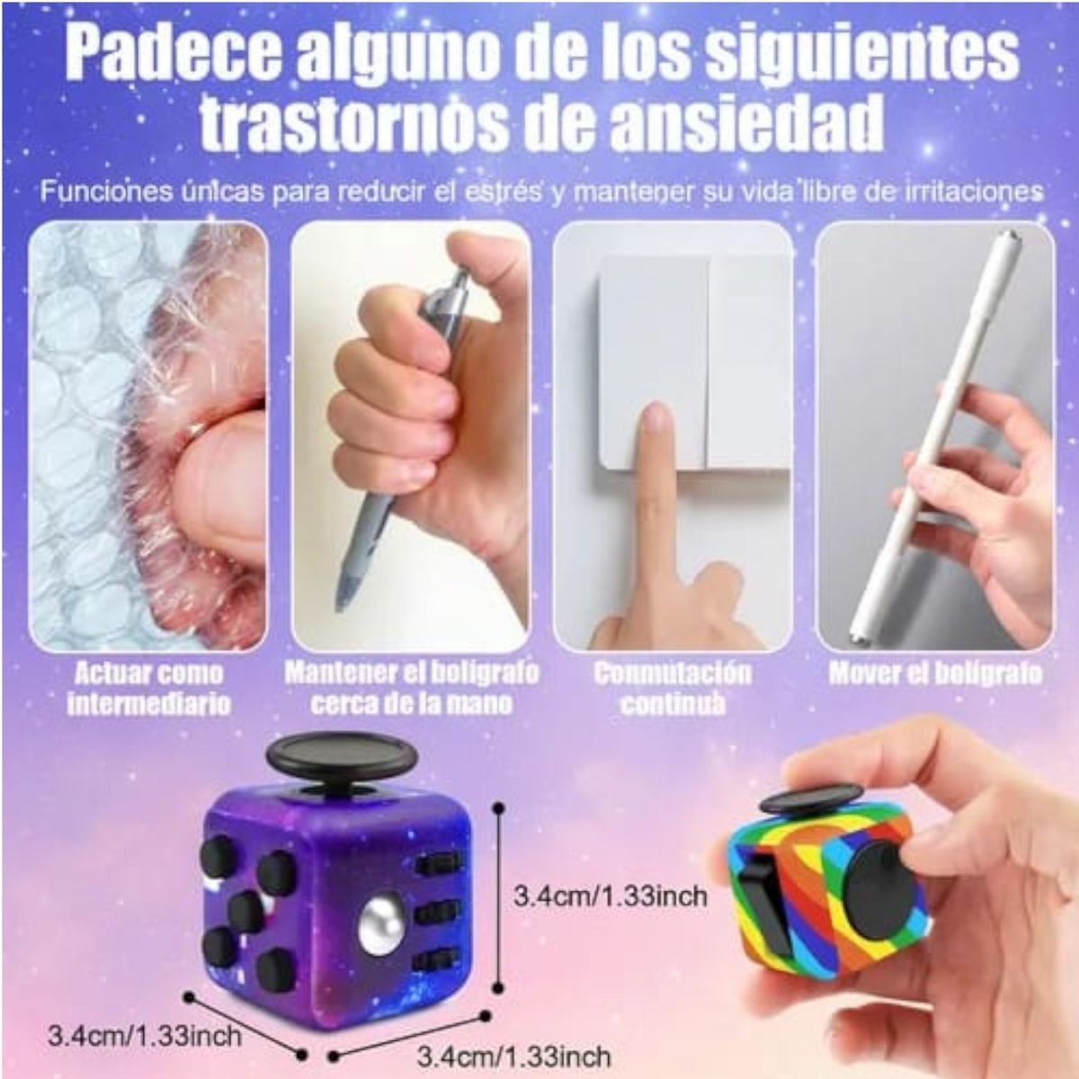 GENERICO - FIDGET CUBO ANTIESTRES 6 FUNCIONES COLOR ALEATORIO