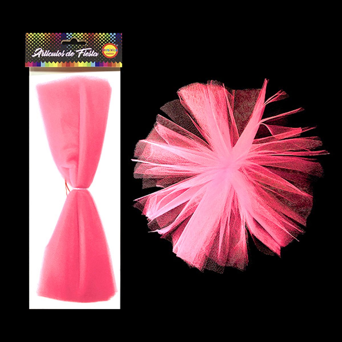 GENERICO - POMPOM TELA TUL 30CM SANDIA X1 UNI