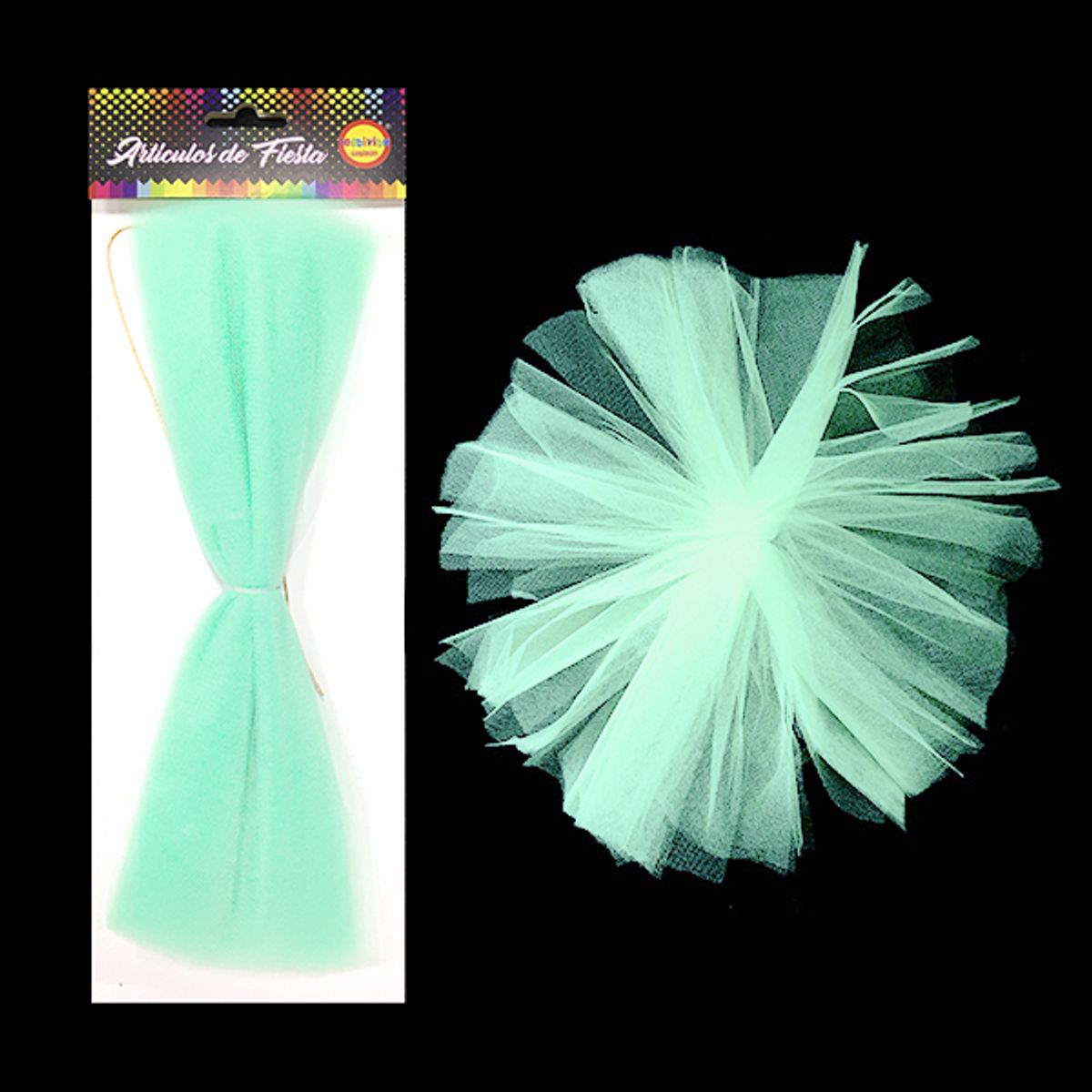 GENERICO - POMPOM TELA TUL 30CM MENTA X1 UNI