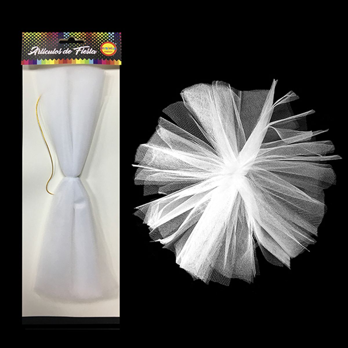 GENERICO - POMPOM TELA TUL 30CM BLANCO X1 UNI