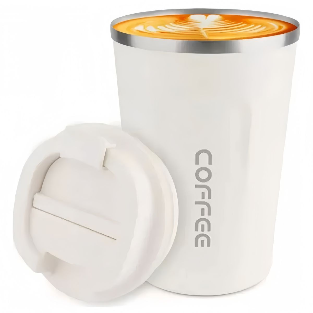 GENERICO - Termo Para Cafe Vaso Térmico Portátil 380ml Acero Inoxidable Blanco