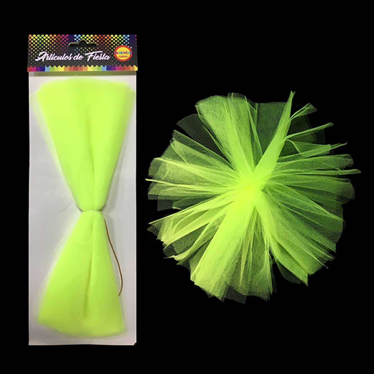 GENERICO - POMPOM TELA TUL 30CM AMARILLO FLUOR X1 UNI
