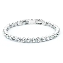 BLOOM CRYSTAL - Pulsera Tennis con Cristales Transparentes en Rodio