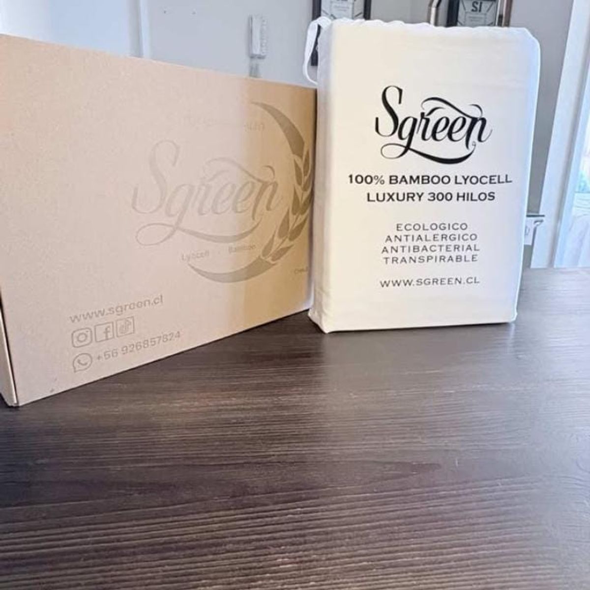 GENERICO - Promocion verano 2x set sabanas 100%Lyocell Bambu 300 hilos 1.5PLZ  Sgreen/Blanco