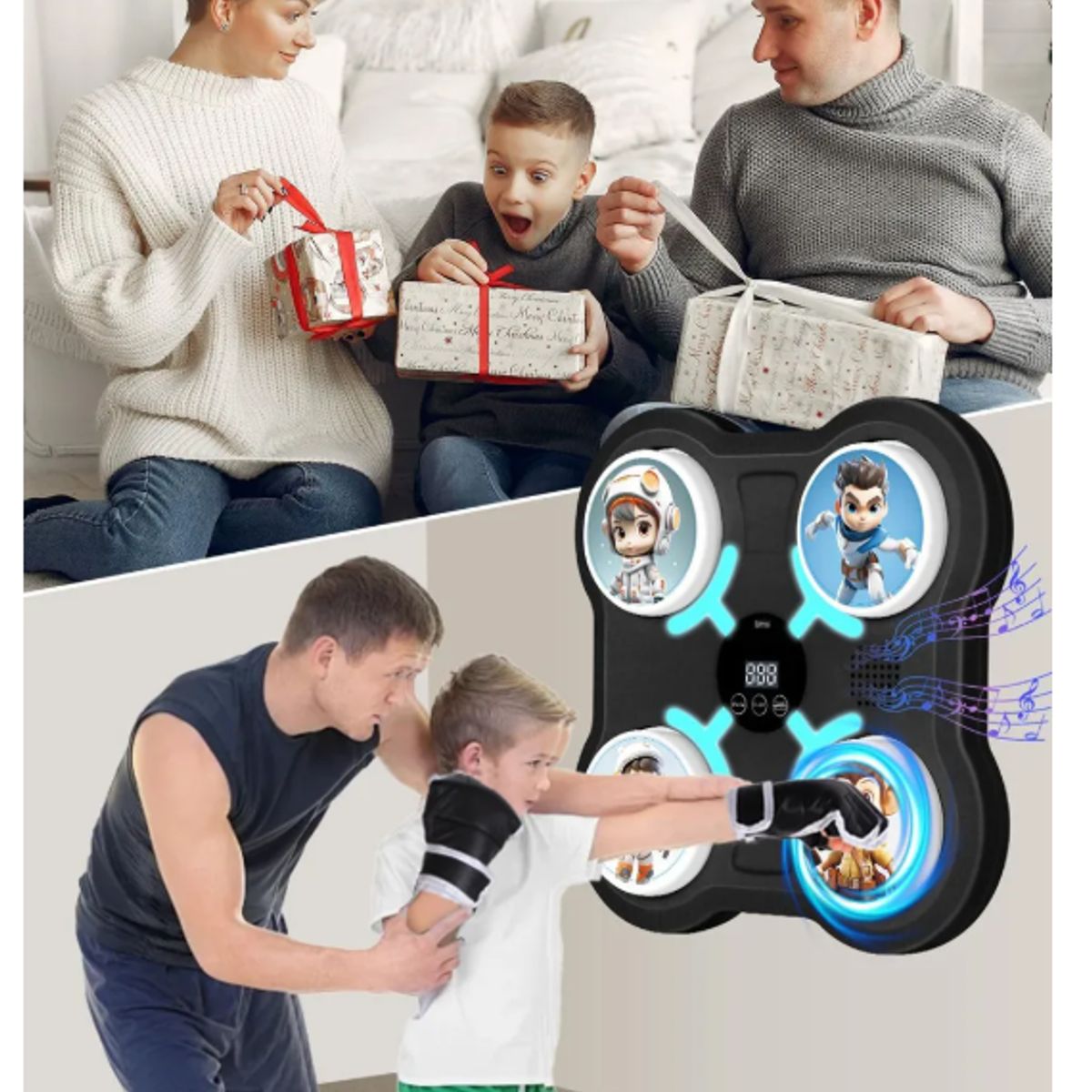 GENERICO - Maquina Boxeo Inteligente Niños Bluetooth Luces Negro Y Blan Negro