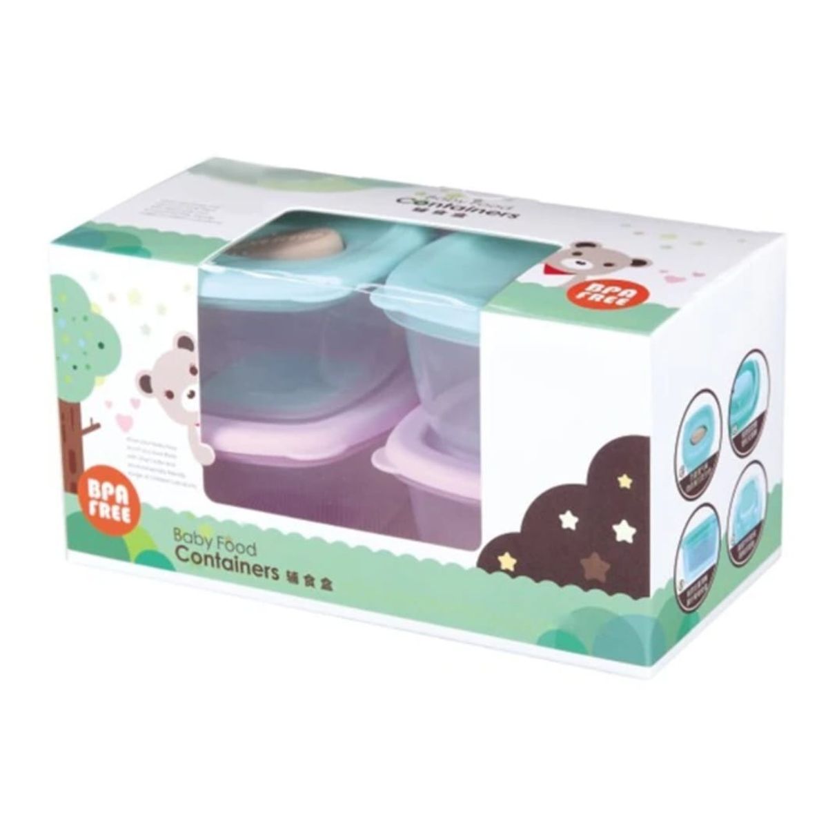 GENERICO - Pack 4 Contenedores Taper Snack Comida pequeños