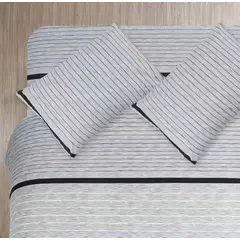 GENERICO - Juego de Sabana King, 200 hilos blanco rayas