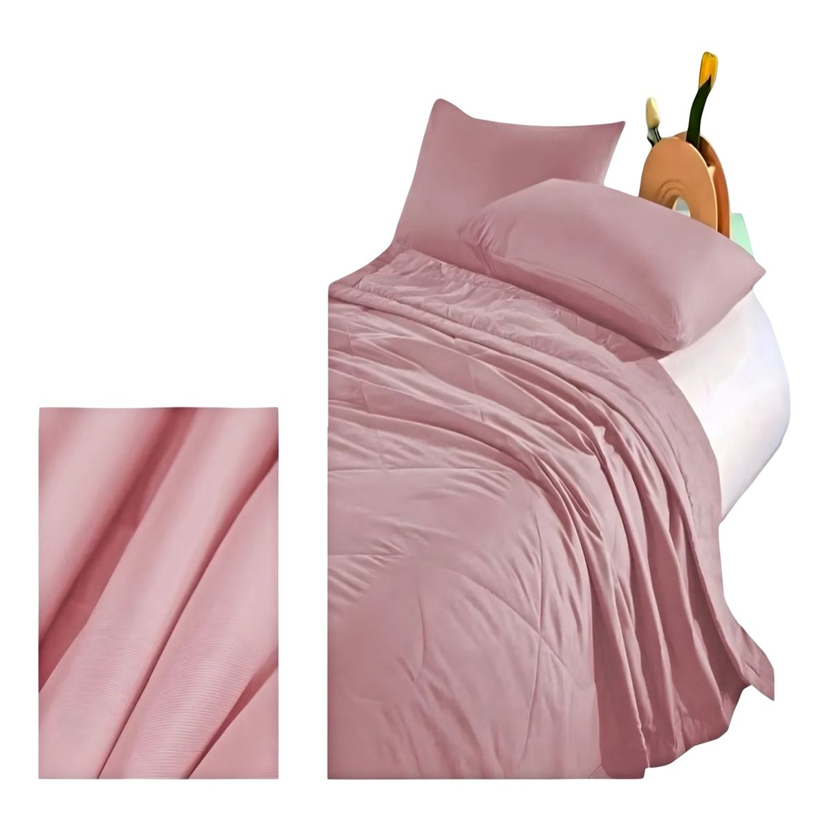 GENERICO - CUBRECAMA NORDICO DELGADO PLAZA Y MEDIA ROSA