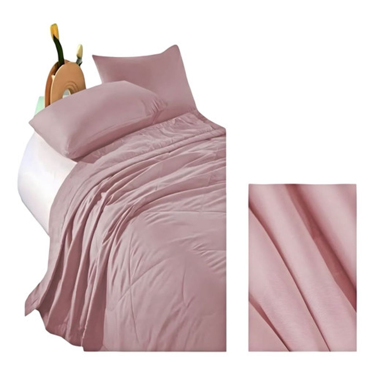 GENERICO - CUBRECAMA NORDICO DELGADO PLAZA Y MEDIA ROSA