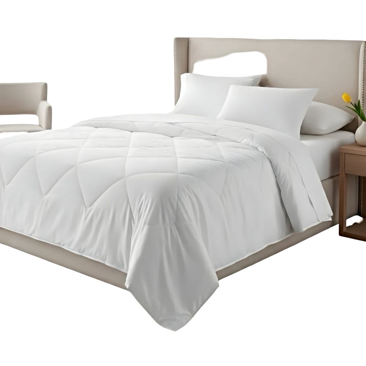 GENERICO - CUBRECAMA NORDICO DELGADO PLAZA Y MEDIA BLANCO