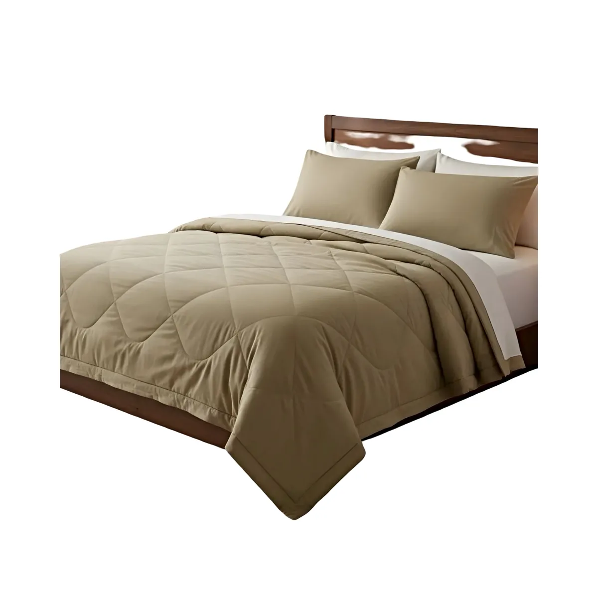 GENERICO - CUBRECAMA NORDICO DELGADO KING  BEIGE_.