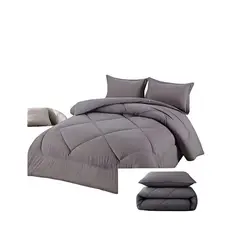 GENERICO - PLUMÓN NÓRDICO ACOLCHADO 2PLAZAS CON FUNDA DE ALMOHADA GRIS_.