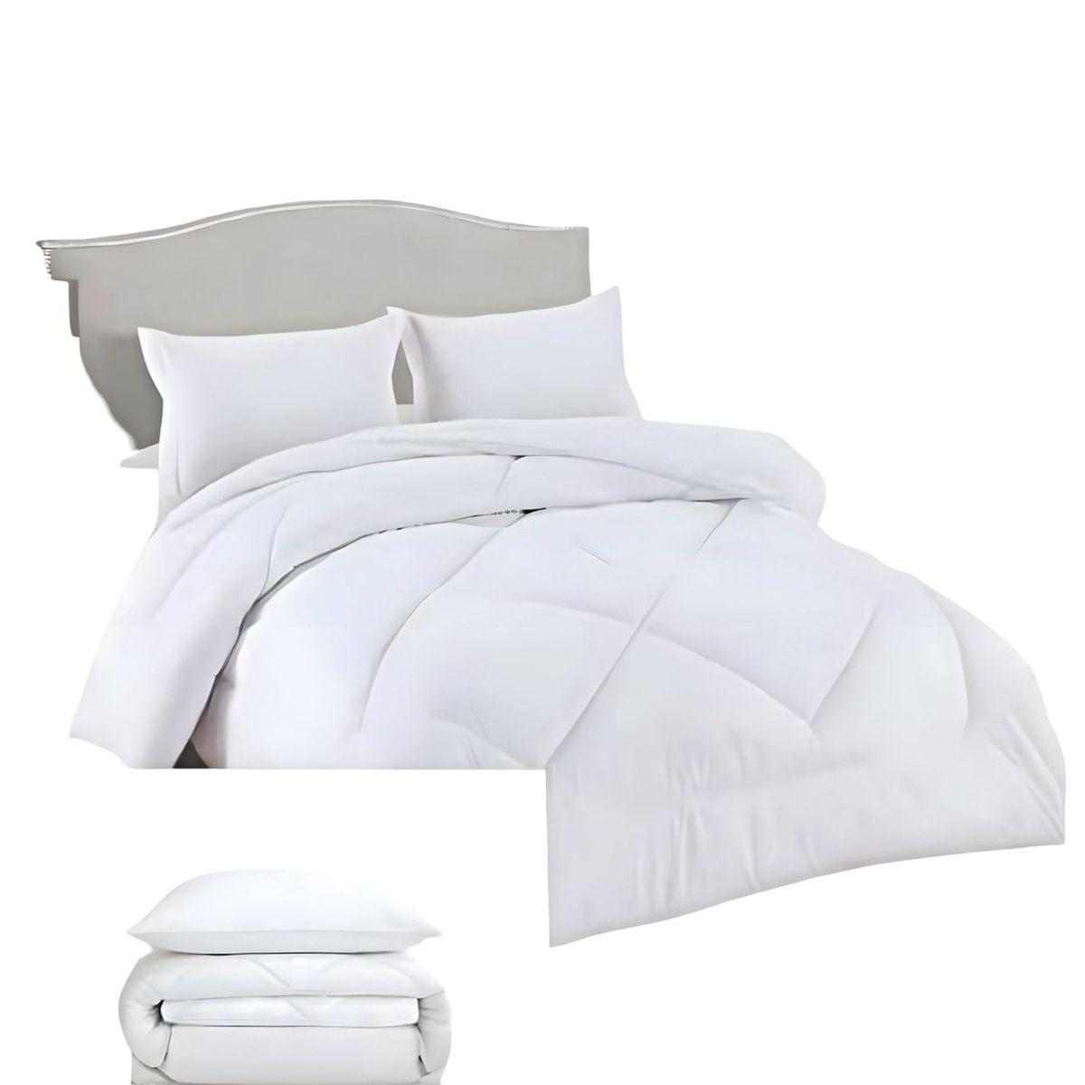 GENERICO - PLUMÓN NÓRDICO ACOLCHADO 2PLAZAS CON FUNDA DE ALMOHADA BLANCO